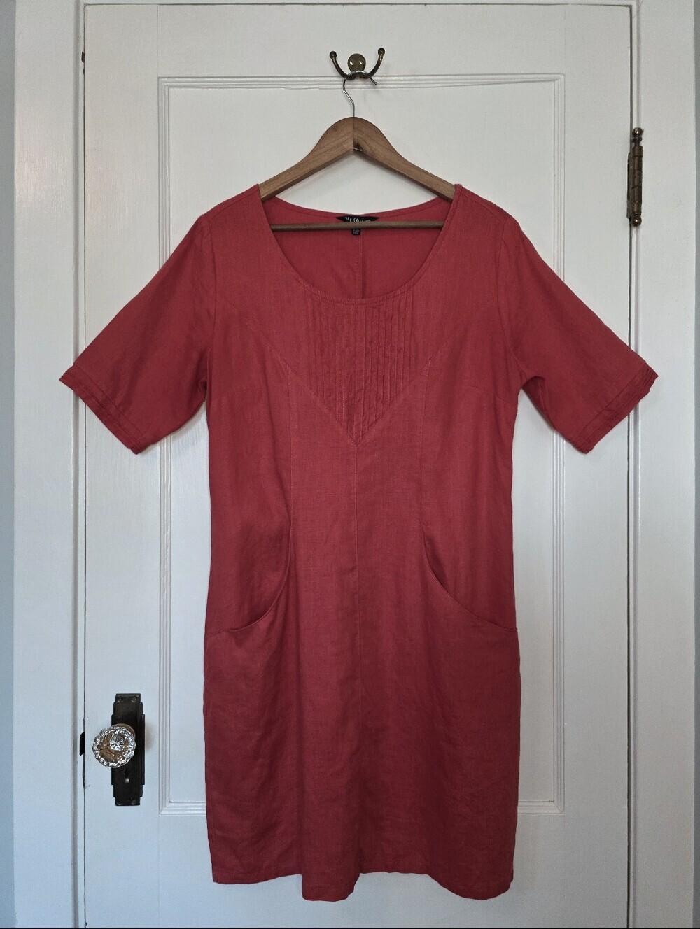 See Saw Australia Linen Dress – Size 10 – Coral Red